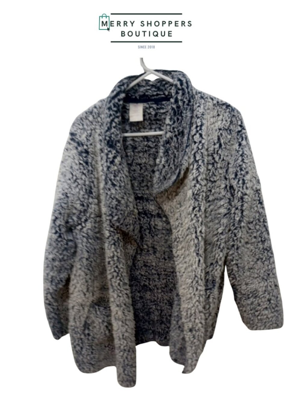 Gray Fuzzy Open Front Cardigan